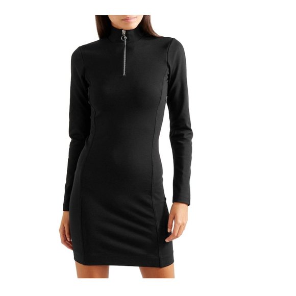 Ninety Percent Stretch Mini Dress Mock Neck Zipper - Picture 2 of 5